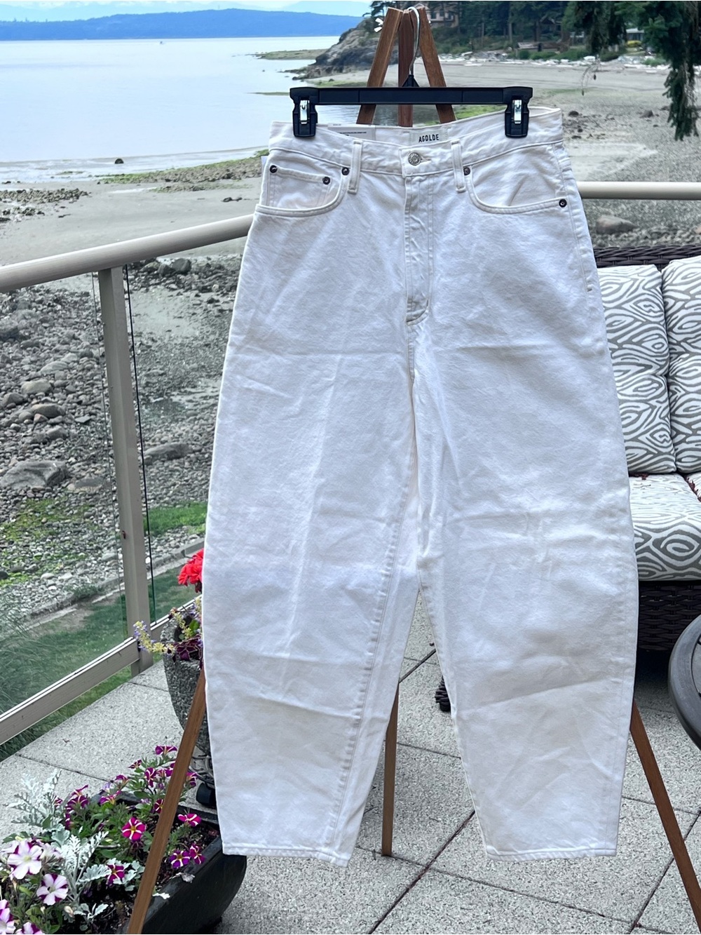 NWT AGOLDE Balloon Jean Ultra High Rise Curved Taper 28 Porcelain